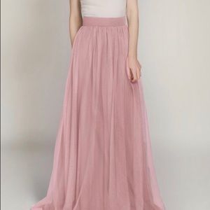 Long Tulle Skirt in Dusty Rose